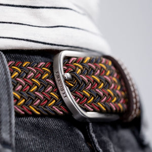 Premium The Caracas Woven Multicoloured Elastic Stretch BillyBelt with  Calfskin Leather