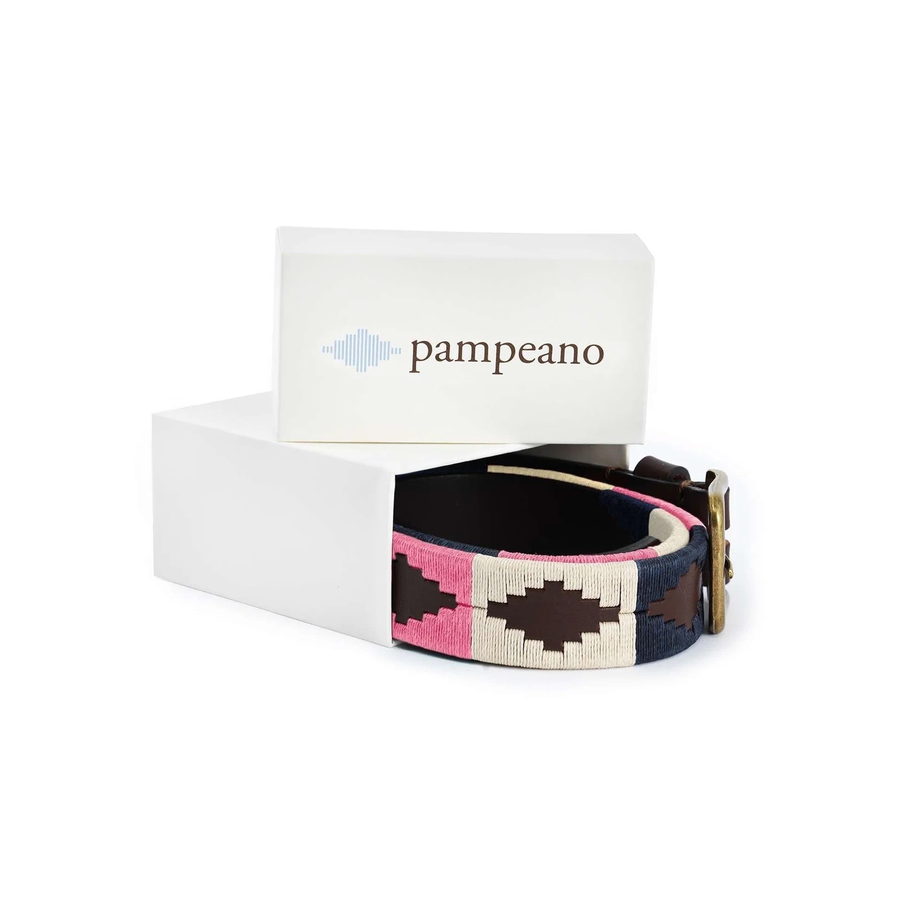 Pampeano Dulce Rich Navy, Pink and Cream  Polo Leather Belt