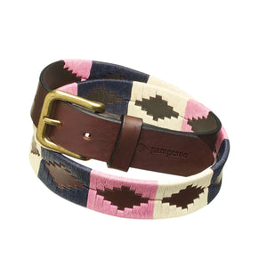 Pampeano Dulce Rich Navy, Pink and Cream  Polo Leather Belt