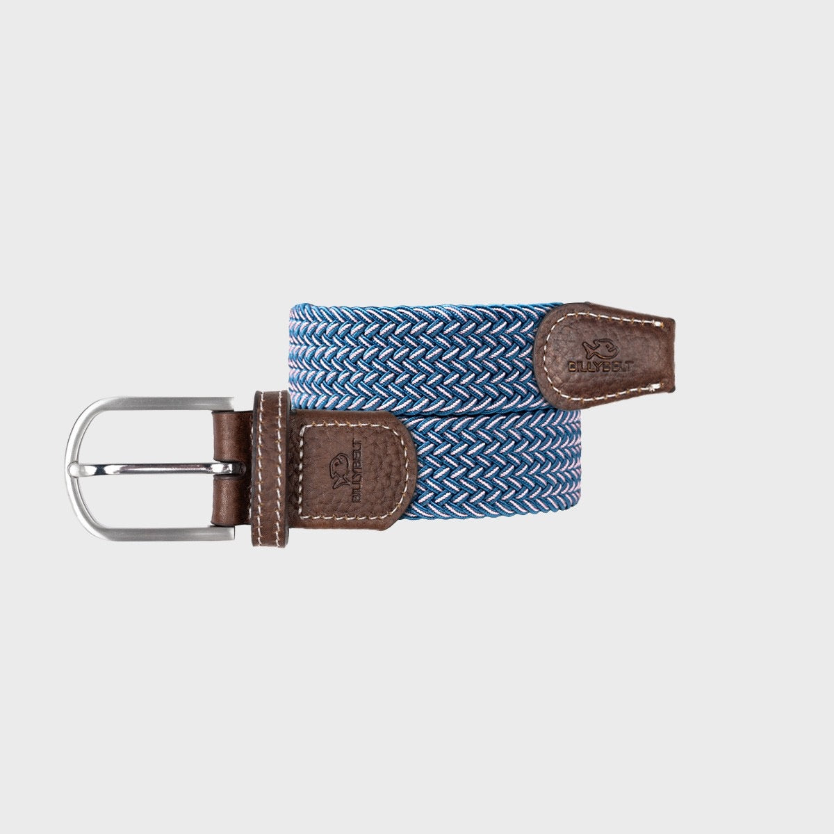 Premium The Seoul  Woven Elastic Blue and Pink Stretch BillyBelt with  Calfskin Leather